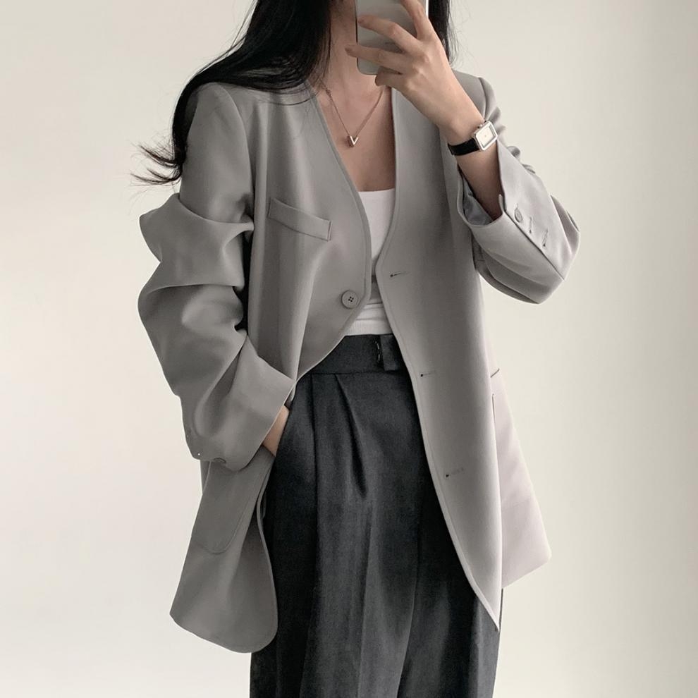 骨格ストレートノーカラージャケット