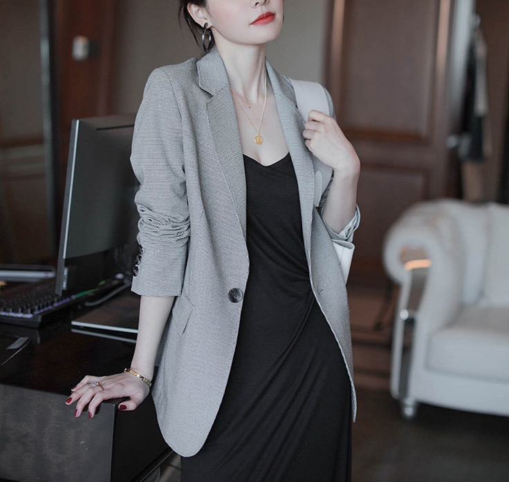 骨格ウェーブ千鳥格子ジャケット