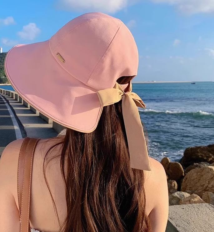 骨格ウェーブバックリボンつば広ハット