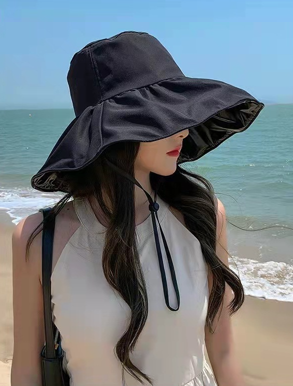 骨格ウェーブUVカット率99％光遮熱コーティング つば広ハット