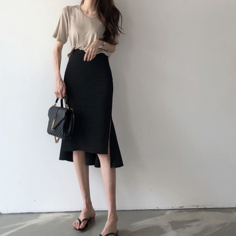 骨格ストレート膝丈マーメイドスカート