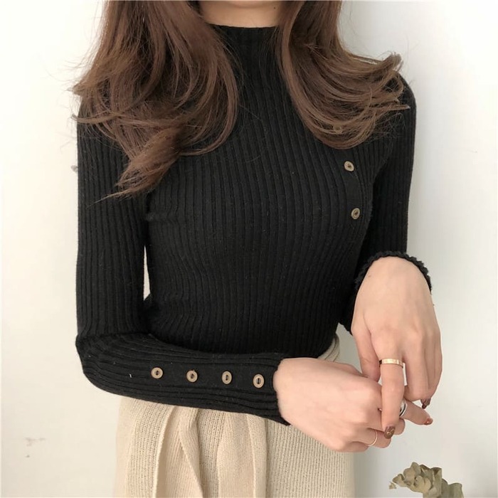 骨格ストレートポイントニットトップス