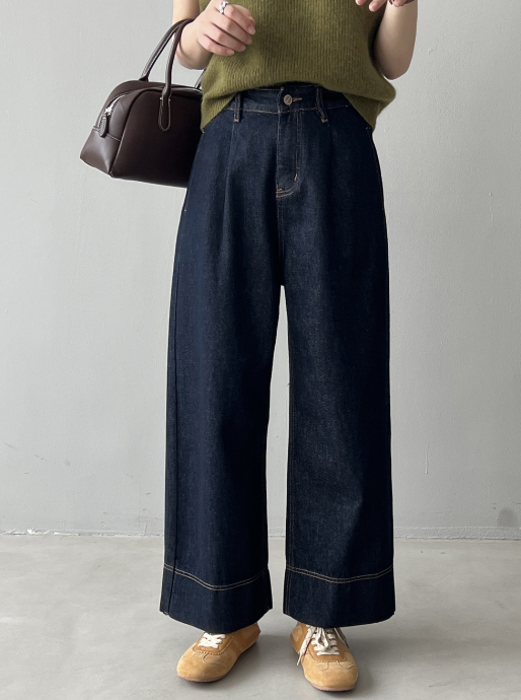 骨格ストレートIラインデニムパンツ