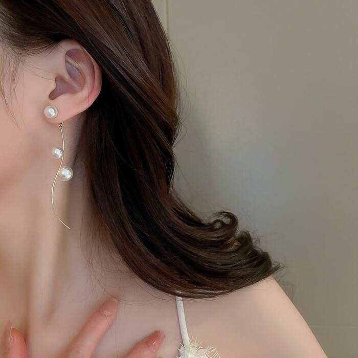 骨格ストレートカーブパールピアス