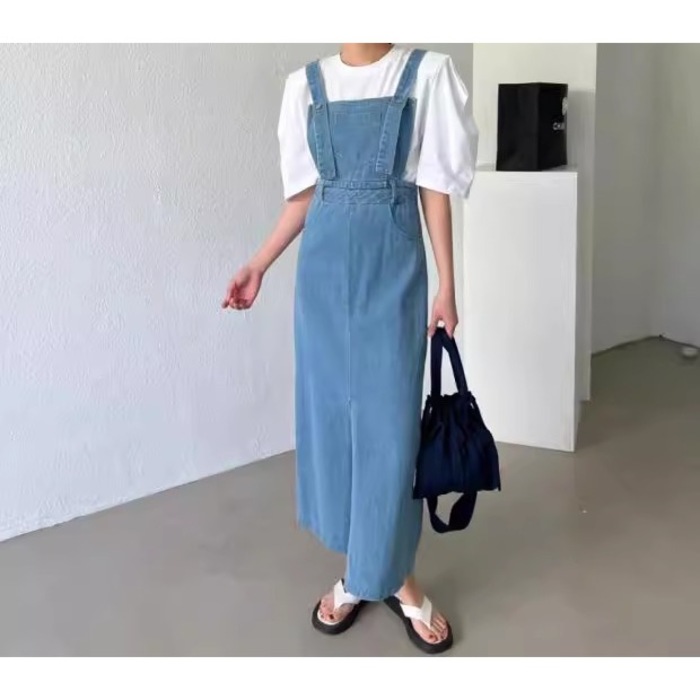 骨格ストレートデニムジャンパースカート