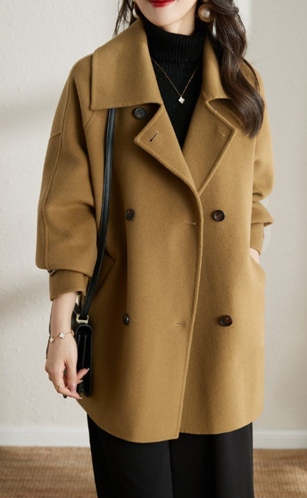 骨格ストレートダブルブレストロングコート