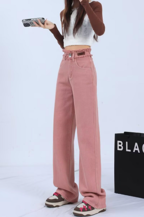 VALABASAS ピンク デニムパンツ フリンジ加工29 骨格ストレートフリンジピンクデニムパンツ パンツ|骨格ストレート専門