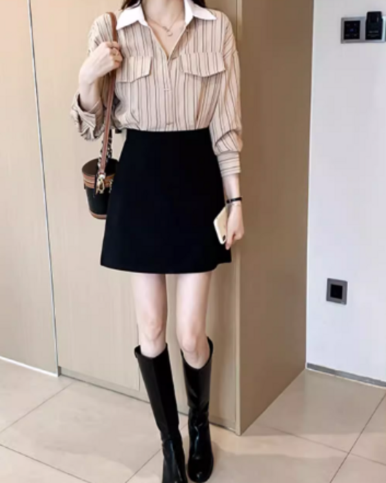 骨格ストレートベーシック台形ミニ丈スカート