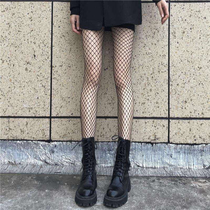 ストッキング　しなやか　メッシュ　網タイツ　ゴシック系