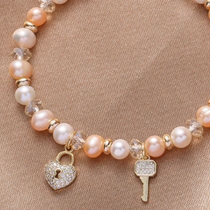 パワーストーンブレスレット 真珠の願いを叶える宝鍵ブレスレット
