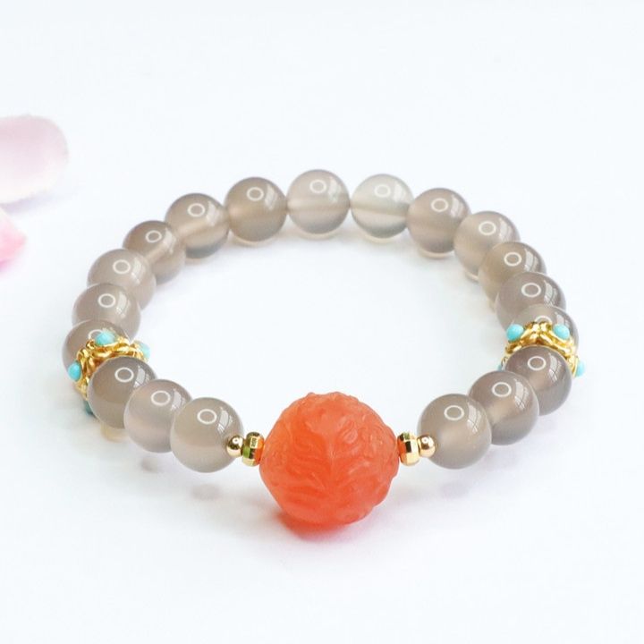 パワーストーンブレスレット数珠彫刻玉飾り天然石ブレスレット