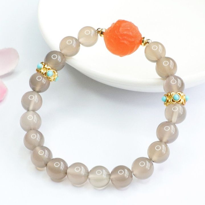 パワーストーンブレスレット数珠彫刻玉飾り天然石ブレスレット