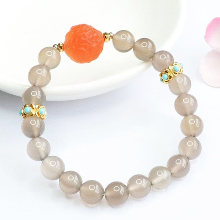 パワーストーンブレスレット数珠彫刻玉飾り天然石ブレスレット