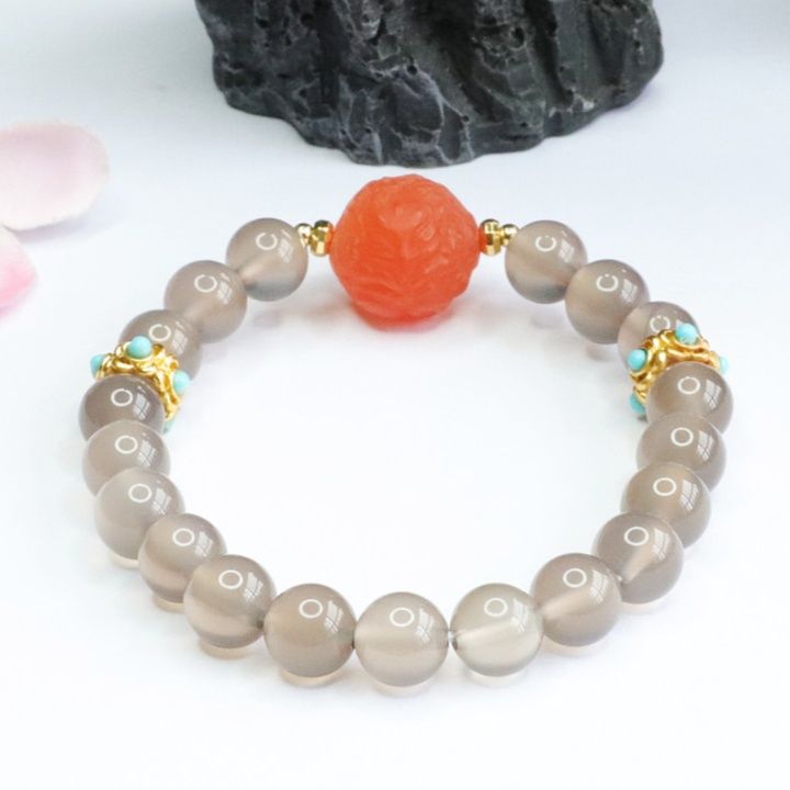 パワーストーンブレスレット数珠彫刻玉飾り天然石ブレスレット