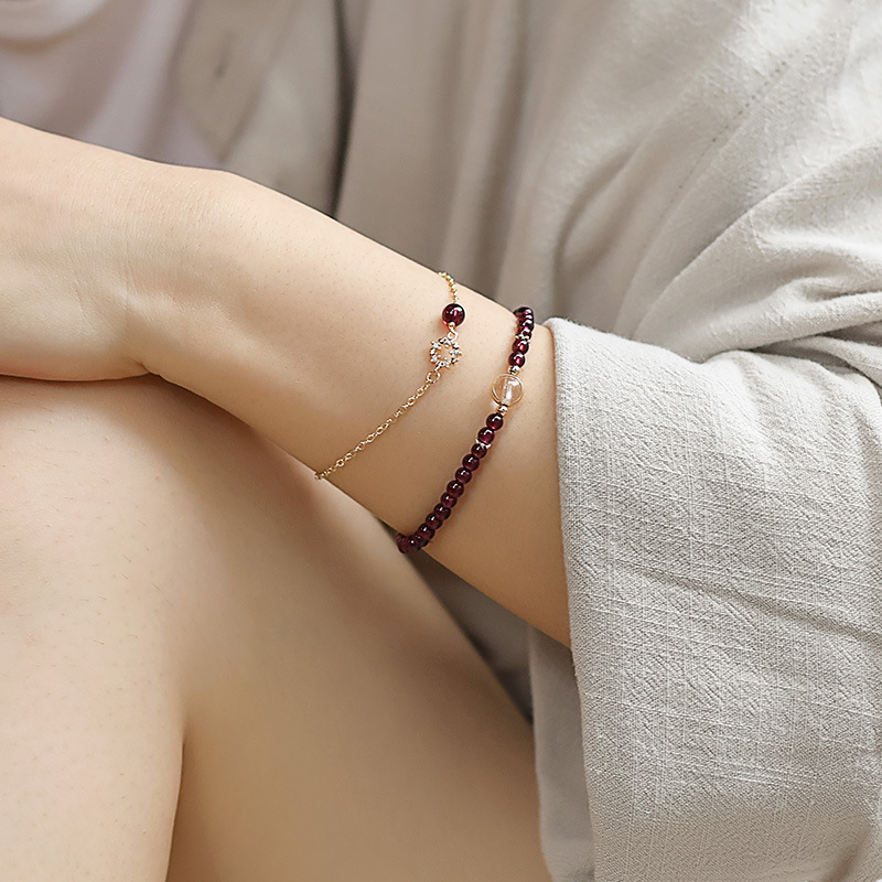 パワーストーンブレスレット子宝生命の恵み華やかな二連重ね付け天然石