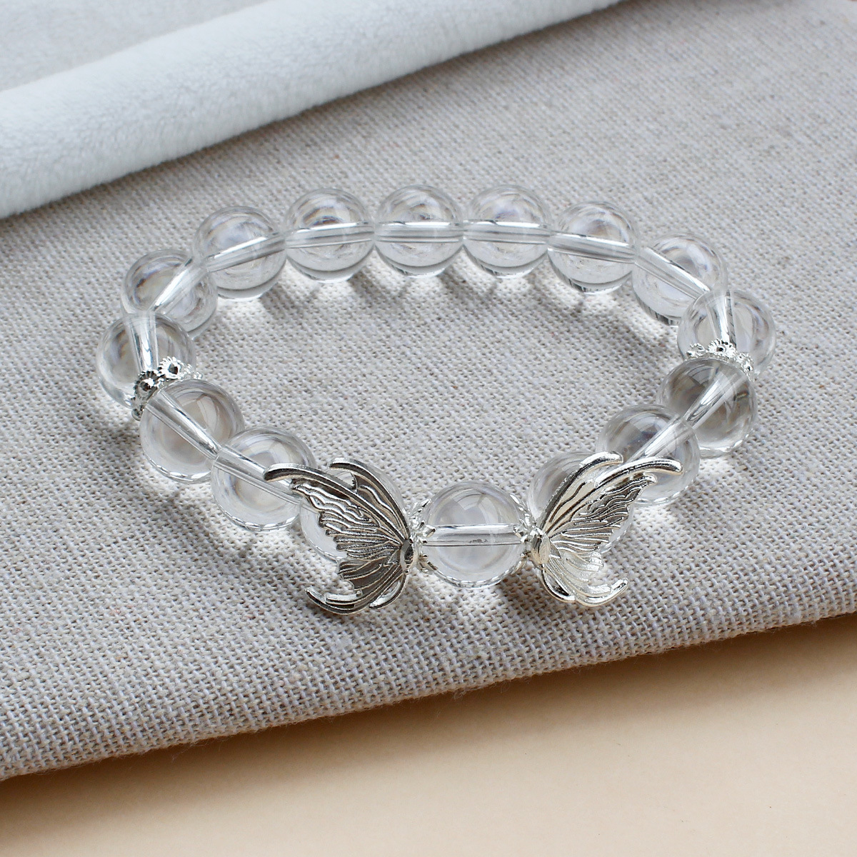 パワーストーンブレスレット 天使の羽と水晶の浄化開運ブレスレット