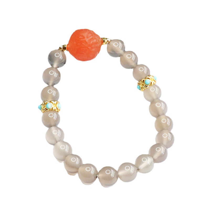 パワーストーンブレスレット数珠彫刻玉飾り天然石ブレスレット