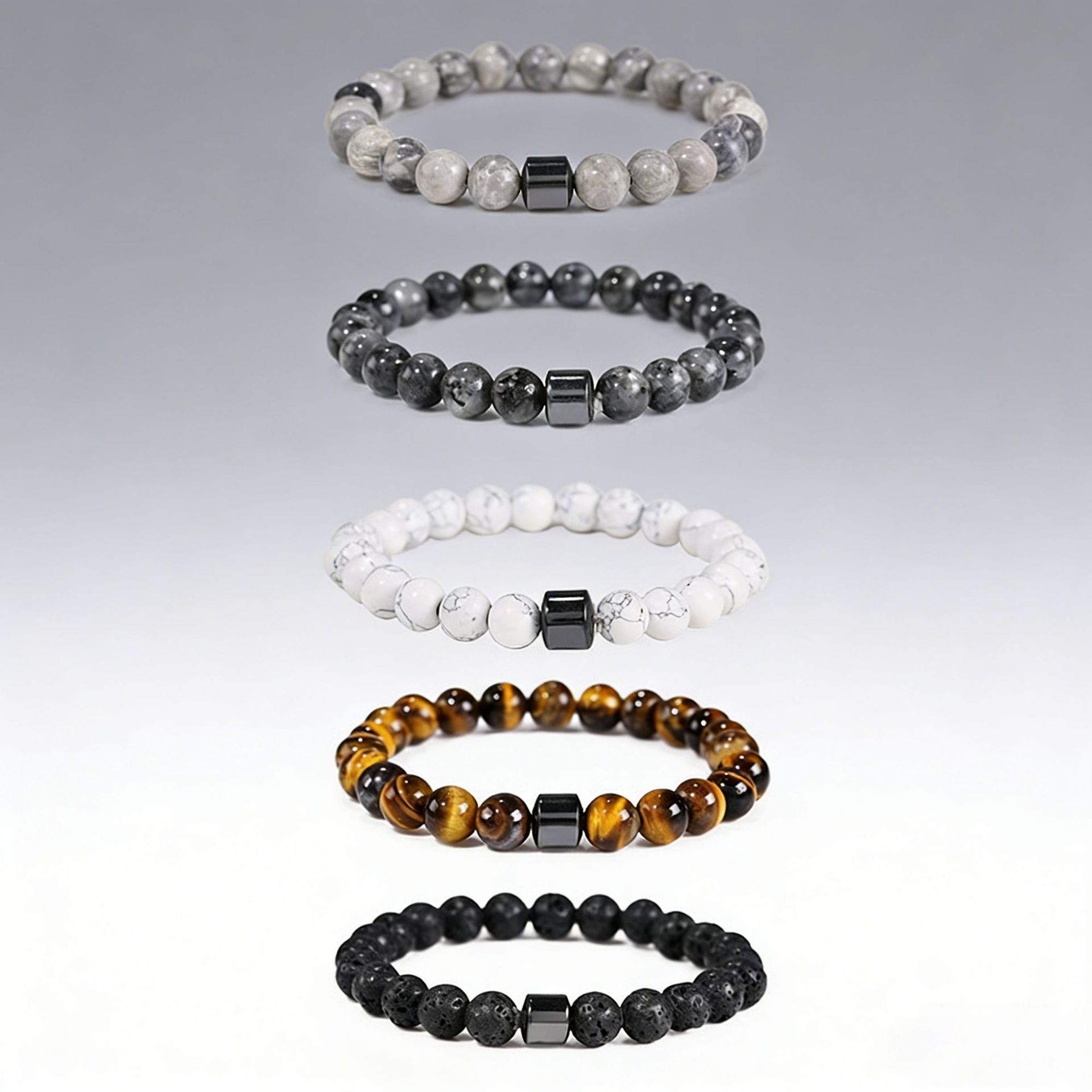 天然石キューブ飾り付き魔除けのブレスレット