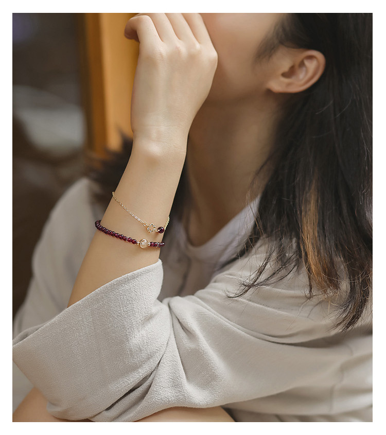 パワーストーンブレスレット子宝生命の恵み華やかな二連重ね付け天然石