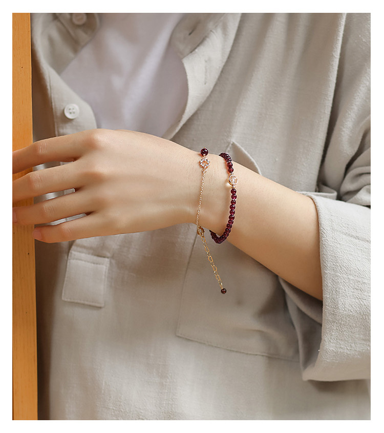 パワーストーンブレスレット子宝生命の恵み華やかな二連重ね付け天然石