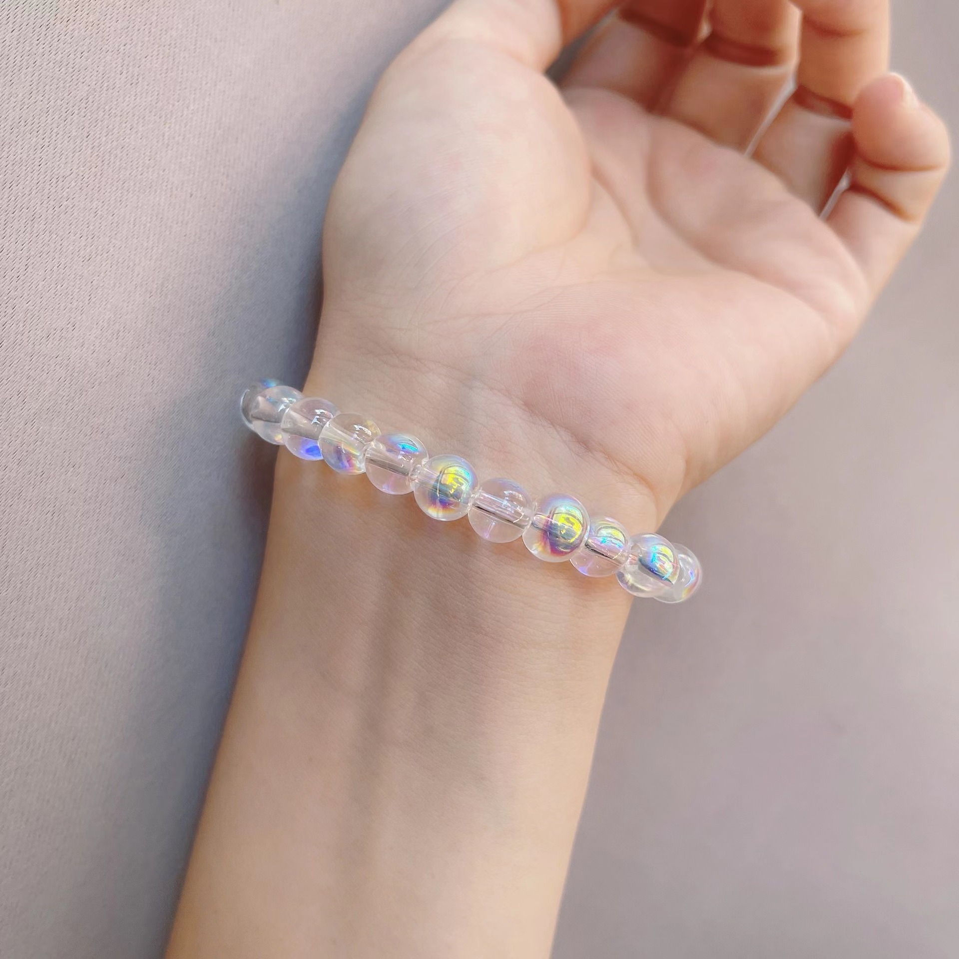 パワーストーンブレスレット恋愛運虹色の輝き運命の出会いを招く透明水晶