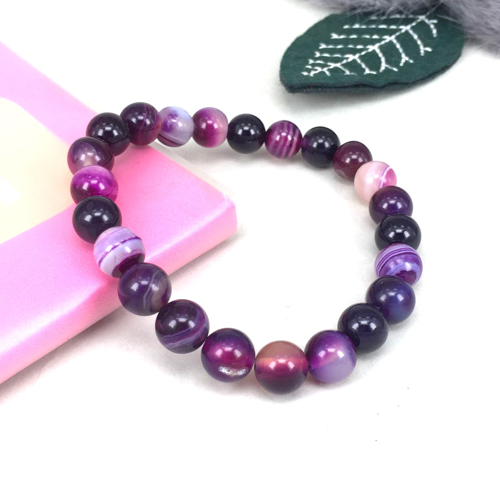 パワーストーンブレスレット魔除けパープルアゲートの守護ブレスレット