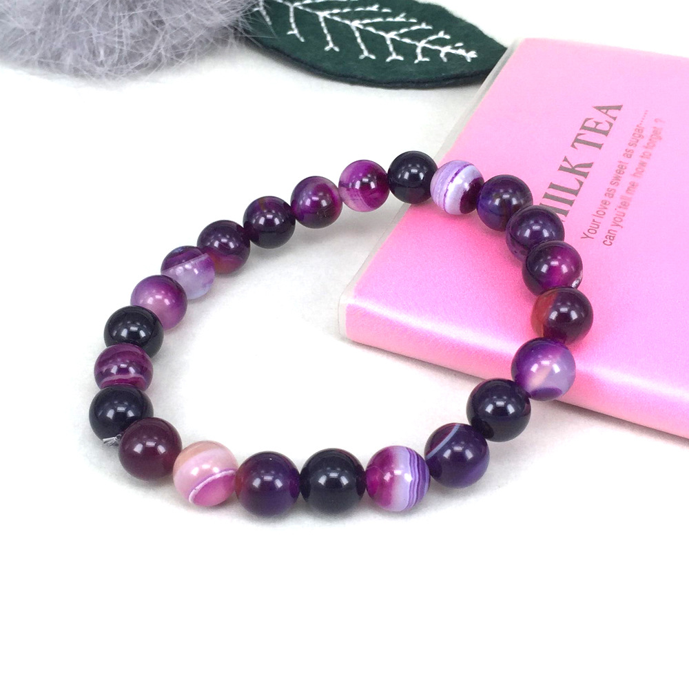 パワーストーンブレスレット魔除けパープルアゲートの守護ブレスレット