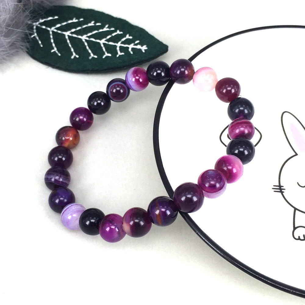 パワーストーンブレスレット魔除けパープルアゲートの守護ブレスレット