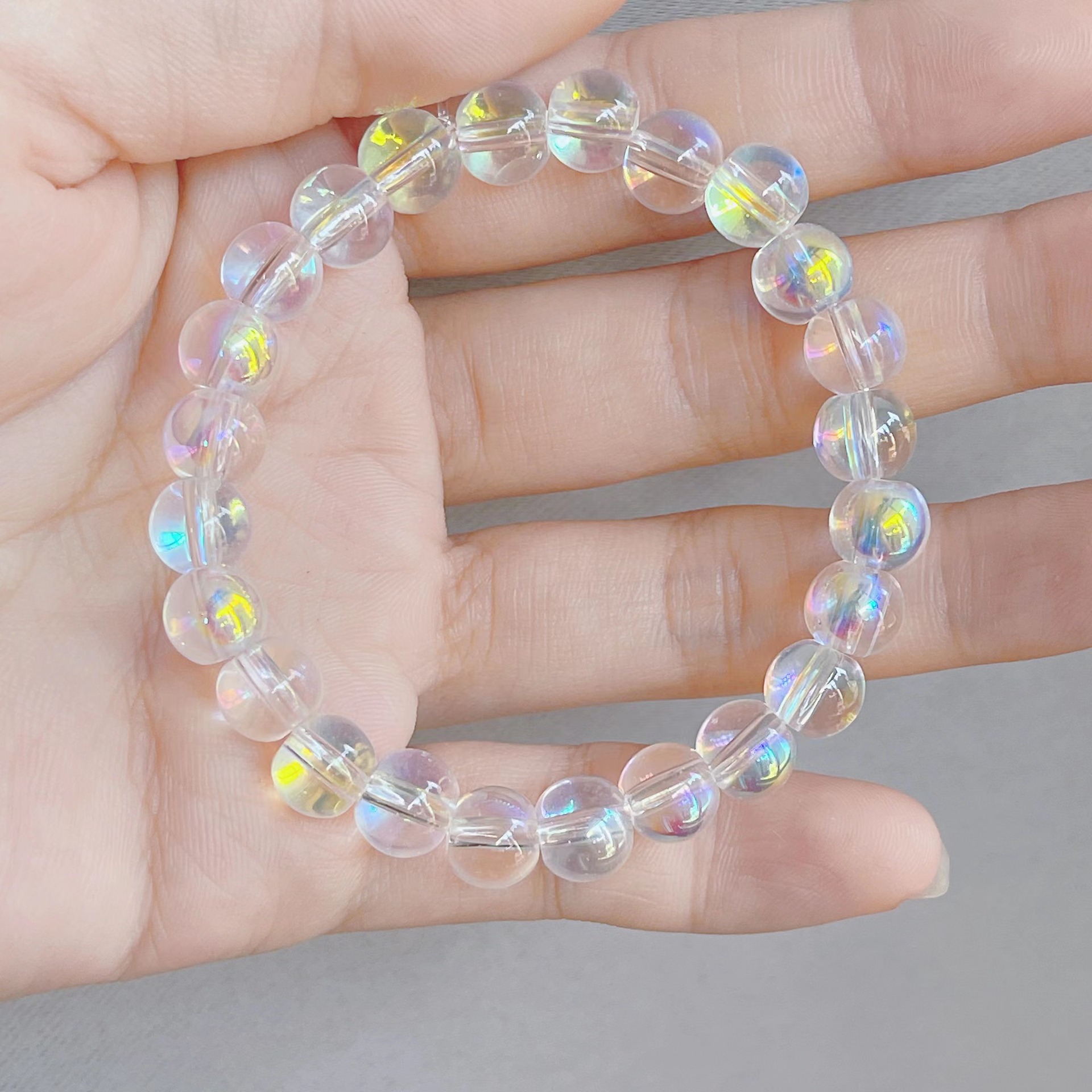 パワーストーンブレスレット恋愛運虹色の輝き運命の出会いを招く透明水晶