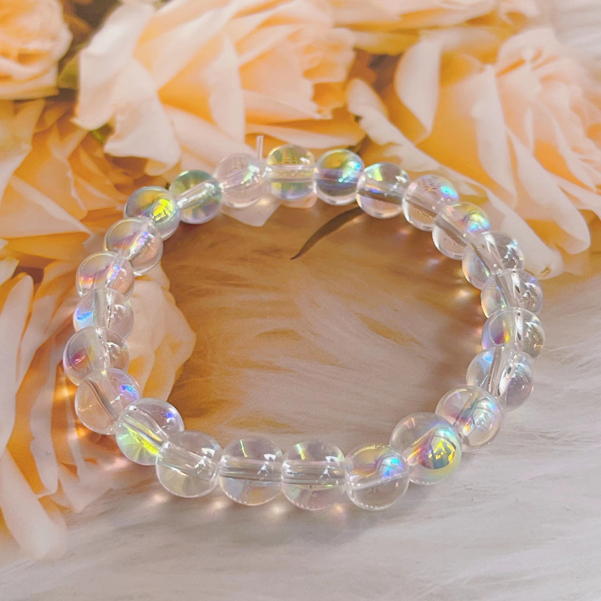 パワーストーンブレスレット恋愛運虹色の輝き運命の出会いを招く透明水晶