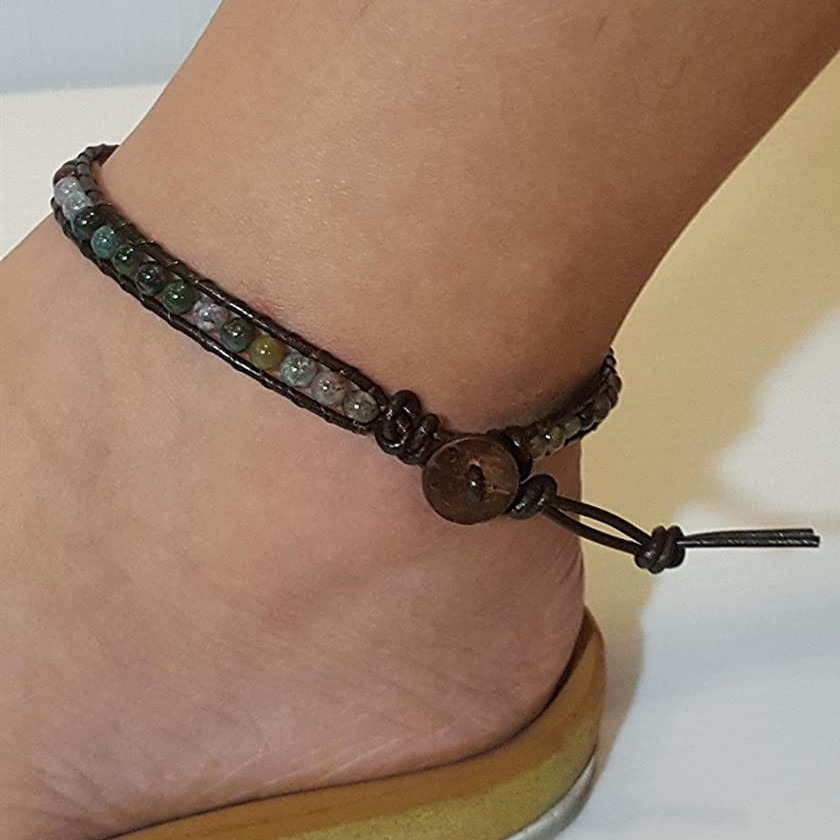 パワーストーン アクセサリー 天然石革紐ブレスレット厄除け多色パワーストーン調節可能