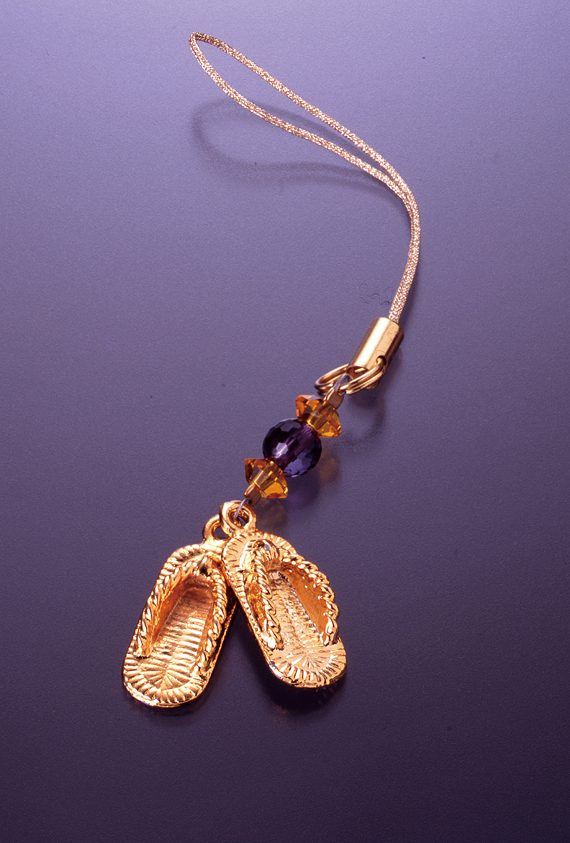 パワーストーン アクセサリー 商売繁盛 福運わらじ数珠房付き金運ストラップ