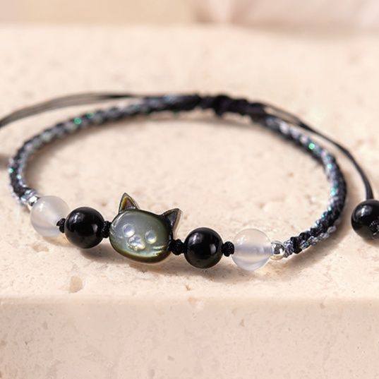 猫守護ブレスレット 縁結びパワーストーン アクセサリー 
