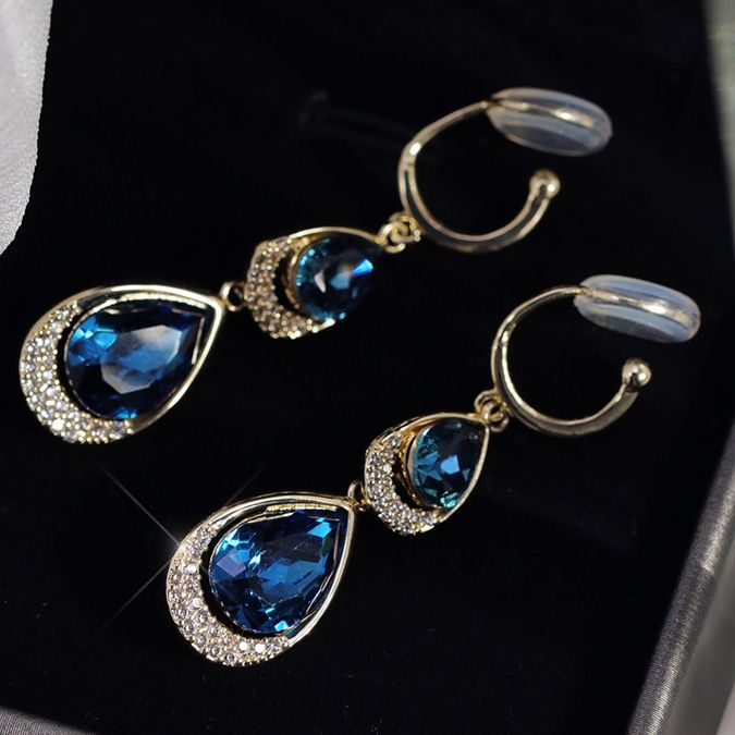 パワーストーン アクセサリー 煌めく青い雫 二連ティアドロップイヤリング