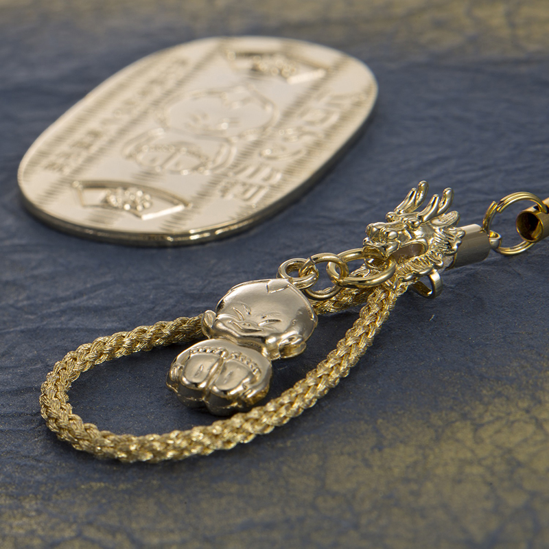 パワーストーン アクセサリー ビリケンさん龍小判付き数珠房紐