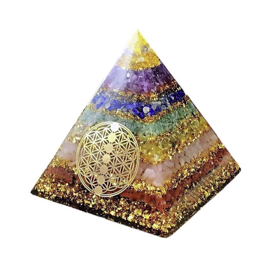 パワーストーン アクセサリー 数珠用オルゴナイト六層金色天然石チャクラピラミッド