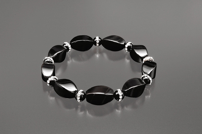 黒オニキス楕円形ブレスレット　魔除け天然石　パワーストーン アクセサリー 