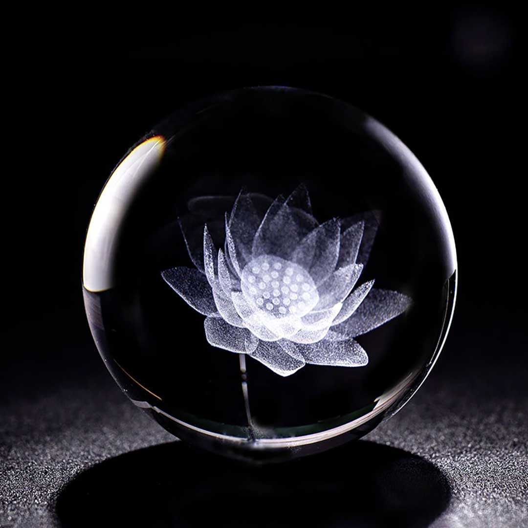 パワーストーン アクセサリー 蓮の花水晶球 台座付き 直径6センチ 数珠 運気上昇 占い