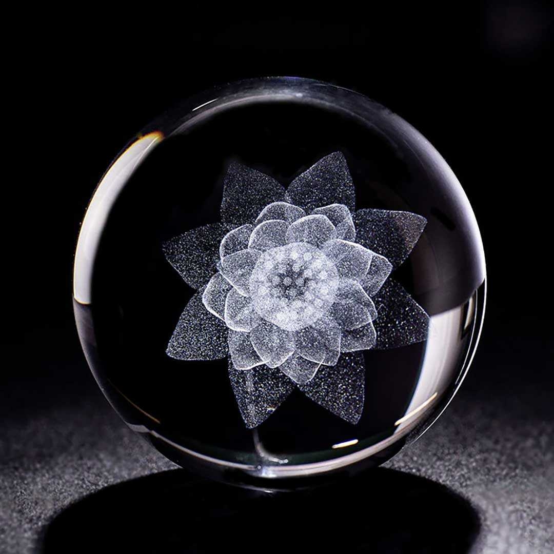 パワーストーン アクセサリー 蓮の花水晶球 台座付き 直径6センチ 数珠 運気上昇 占い