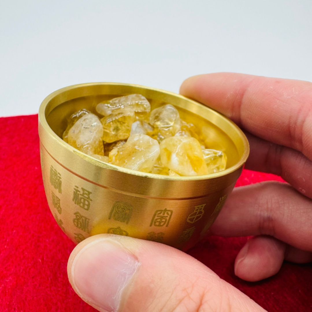 運気浄化エネルギー福 数珠用シトリンさざれ石真鍮ボウル　パワーストーン アクセサリー 