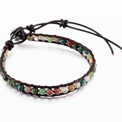 パワーストーン アクセサリー 天然石革紐ブレスレット厄除け多色パワーストーン調節可能