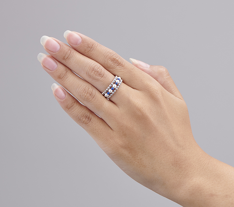 ラピスラズリ貝パール三連ブレスレット　パワーストーン アクセサリー 