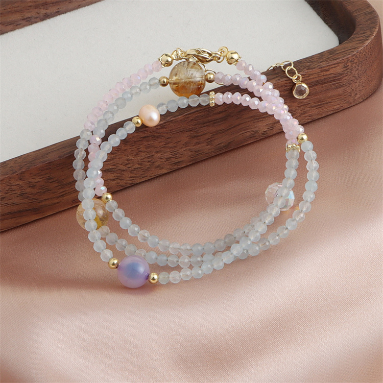 パワーストーン アクセサリー 天然石能量ブレスレット 苺水晶4粒入り 女性用パワーストーンブレスレット