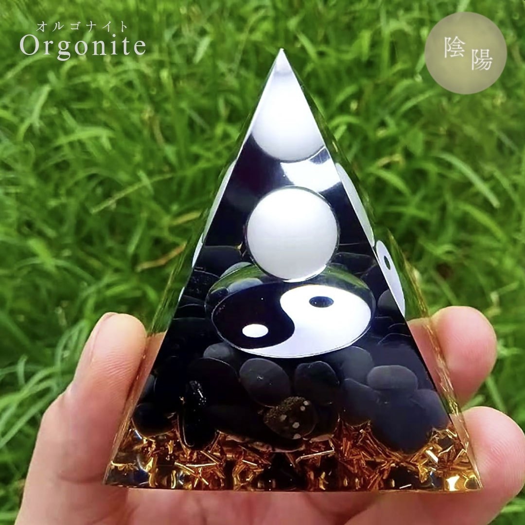 パワーストーン アクセサリー 陰陽ピラミッド型オルゴナイト 数珠 パワーストーン 幸運 浄化