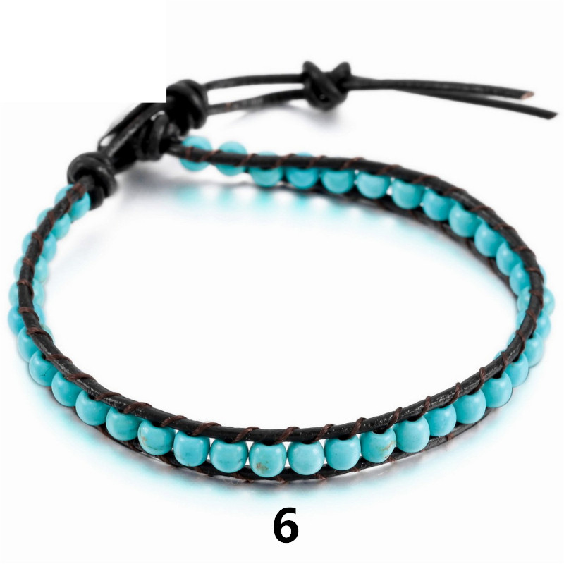 パワーストーン アクセサリー 天然石革紐ブレスレット厄除け多色パワーストーン調節可能