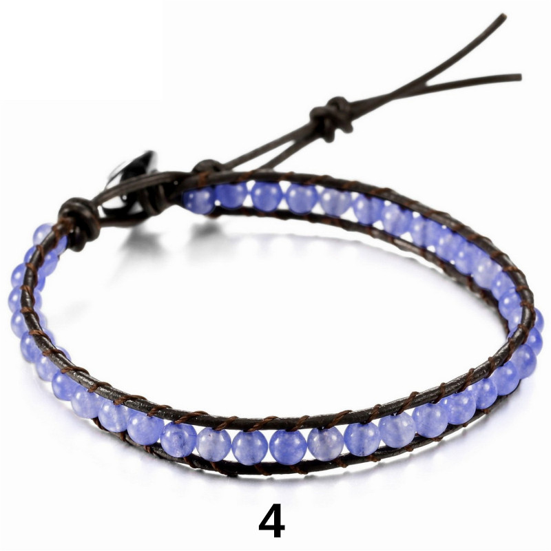 パワーストーン アクセサリー 天然石革紐ブレスレット厄除け多色パワーストーン調節可能