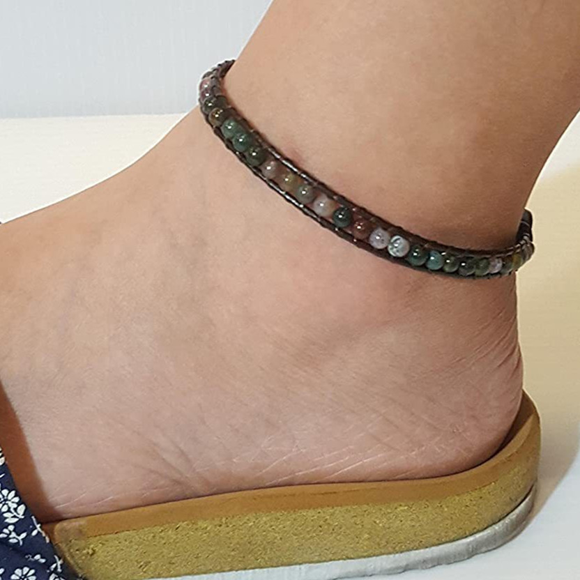 パワーストーン アクセサリー 天然石革紐ブレスレット厄除け多色パワーストーン調節可能