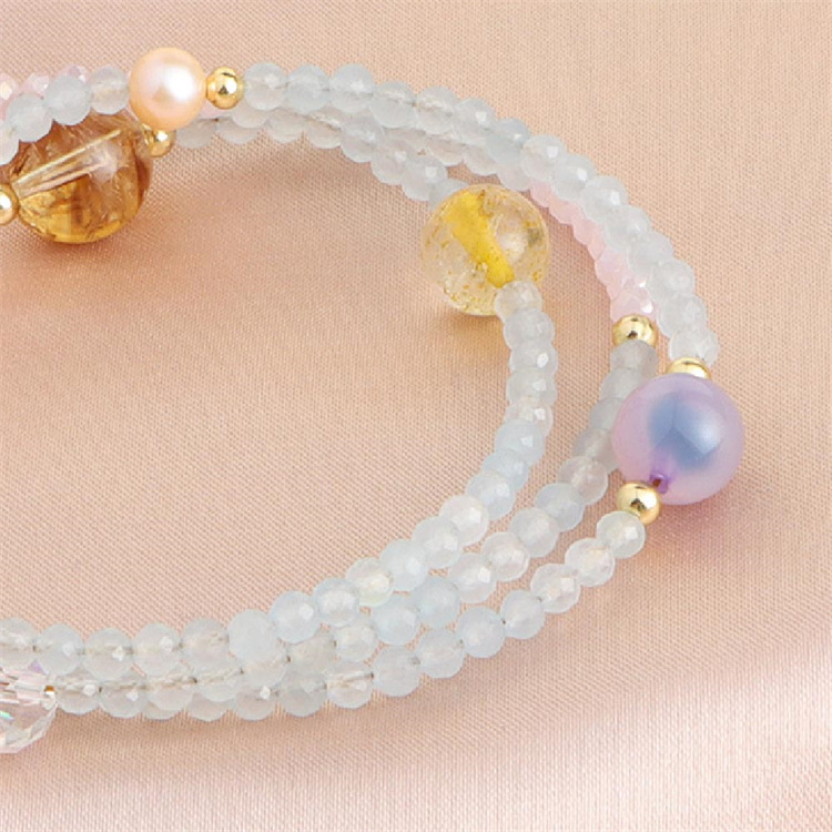 パワーストーン アクセサリー 天然石能量ブレスレット 苺水晶4粒入り 女性用パワーストーンブレスレット