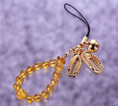 パワーストーン アクセサリー 黄水晶数珠わらじストラップ金運開運