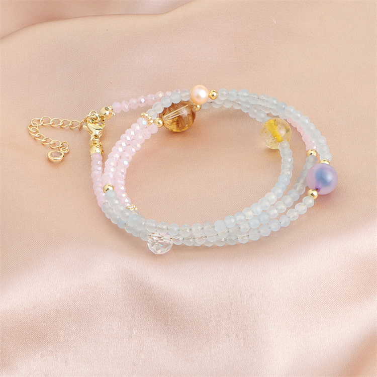 パワーストーン アクセサリー 天然石能量ブレスレット 苺水晶4粒入り 女性用パワーストーンブレスレット